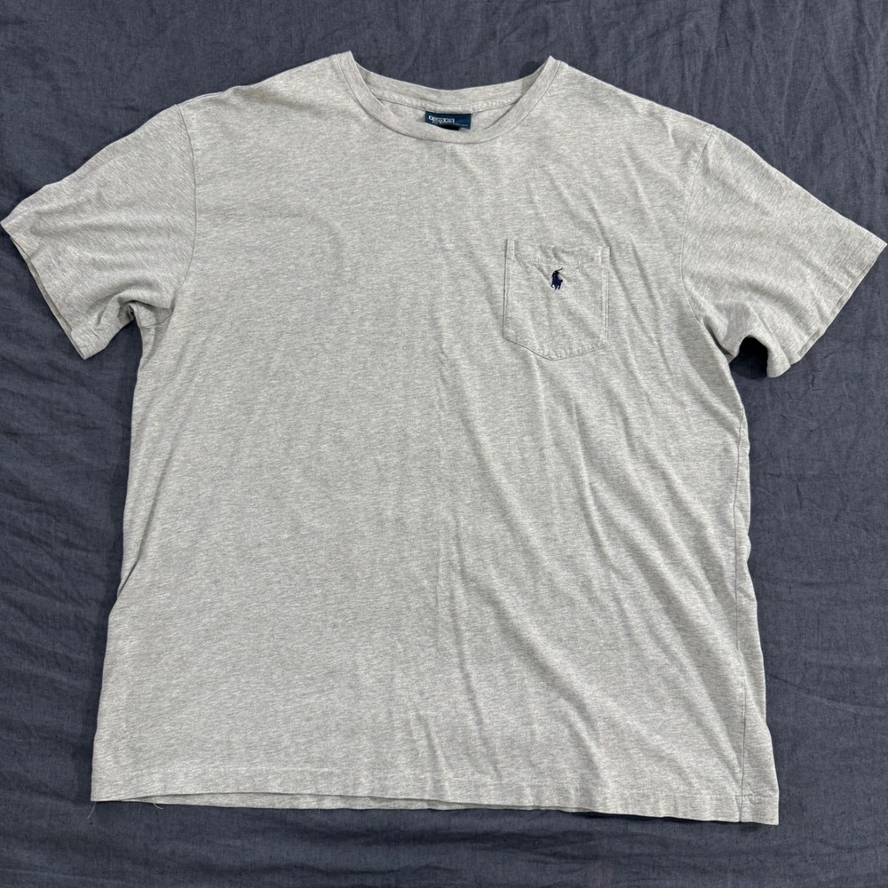 Polo Ralph Lauren Pocket T-Shirt XL Gray Vintage Short Sleeve Cotton Tee